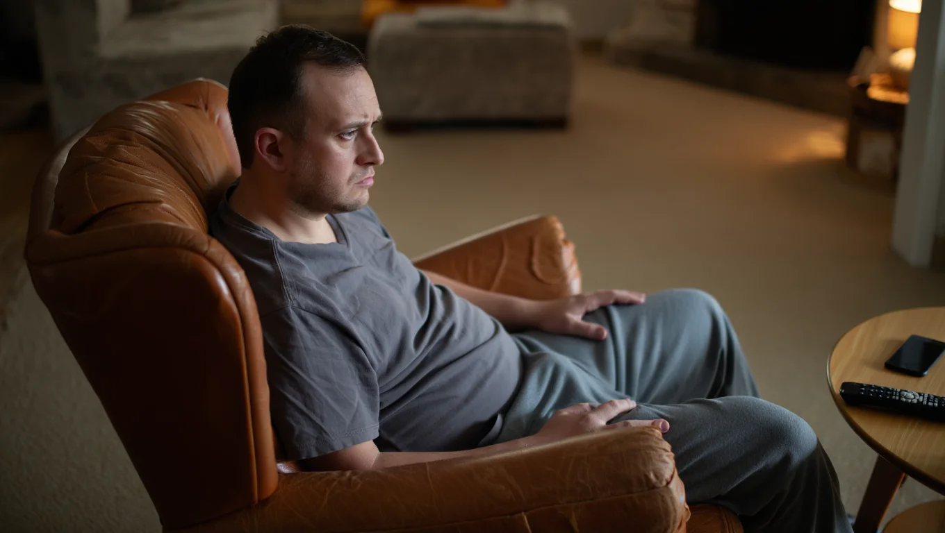 Мужчина сидит в кресле